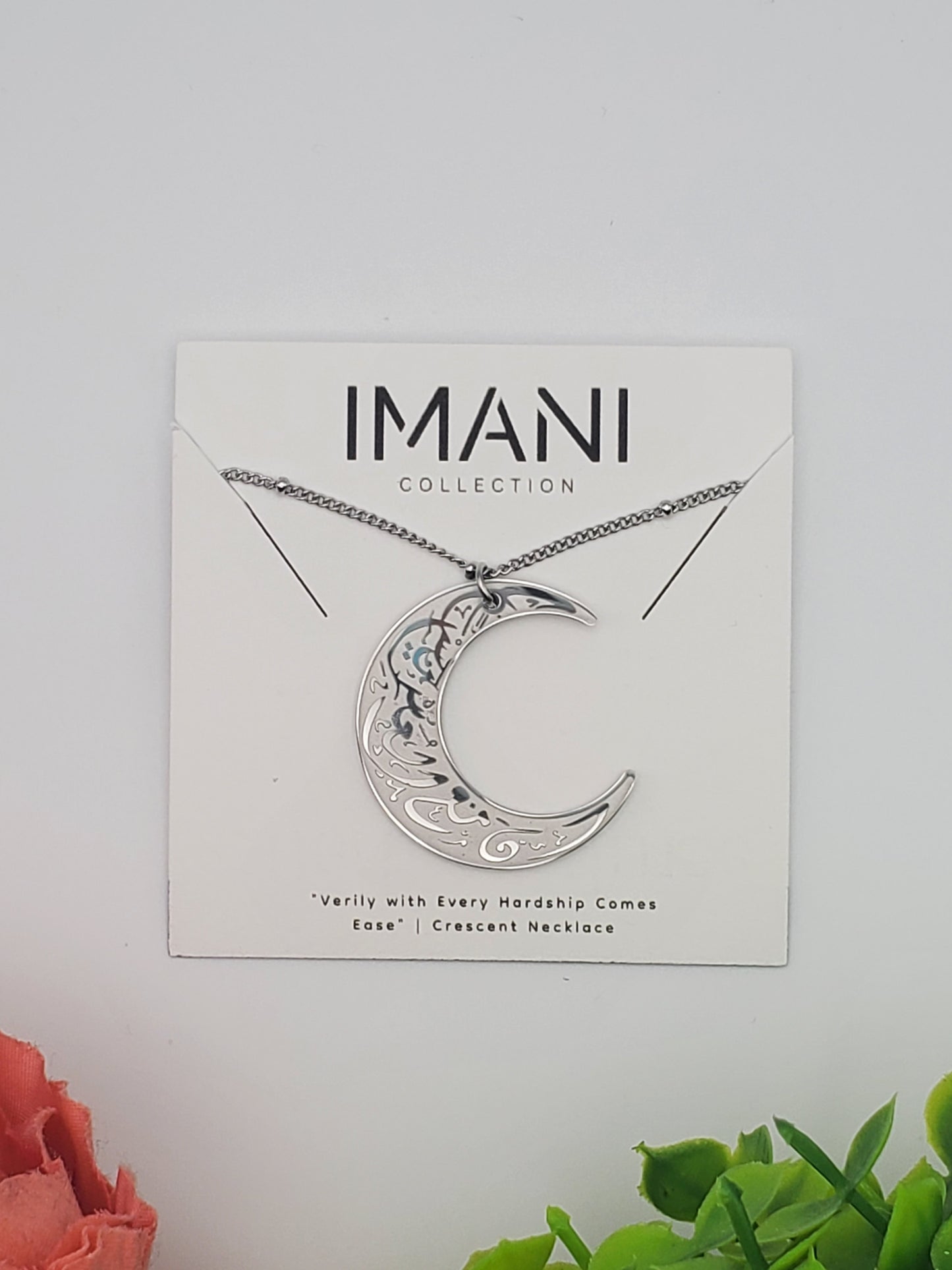 "Verily with Every Hardship Comes Ease" | Crescent Necklace